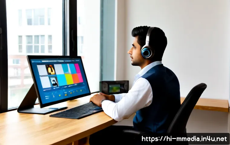 멀티미디어 분야 취업 성공 전략 - Photorealistic multimedia job interview preparation scene, confident young Indian professional in sm...